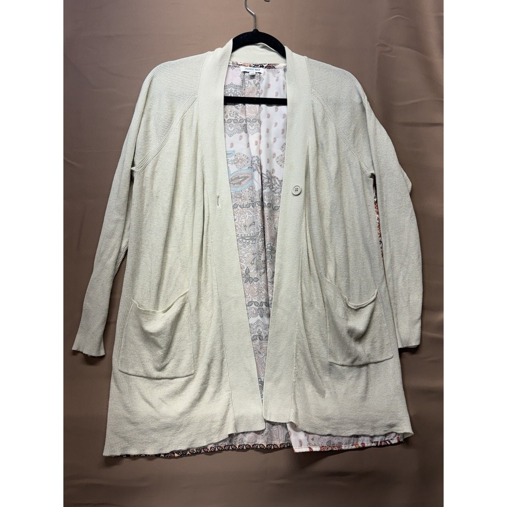 Johnny Was Silk Cashmere Scarf Back Button Front Cardigan Size Med